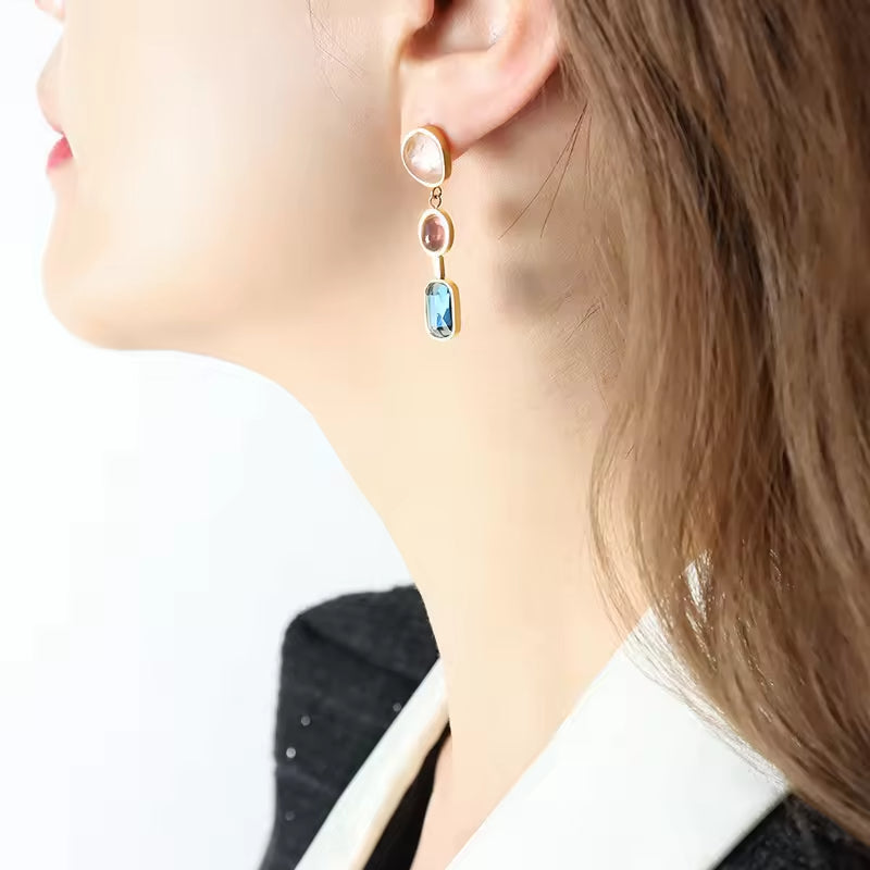 Crystal and Gemstone Dangle Earrings